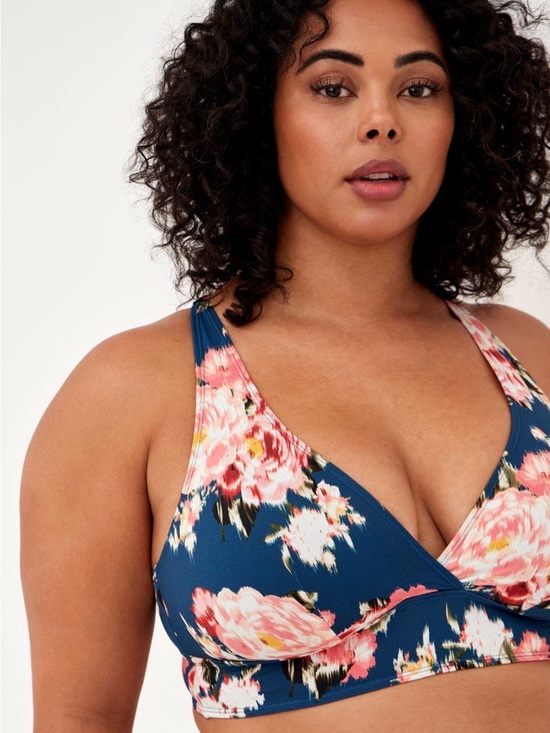 torrid Other - Torrid Like New! Floral Deep V Women’s Swim Top — Navy / Pink